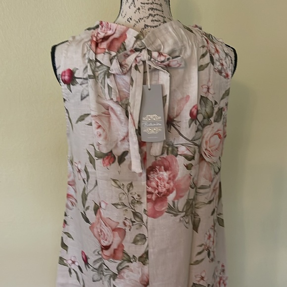 NWT Rose Print Sleeveless Shift Dress – Sand Color, Size Large - Picture 4 of 4